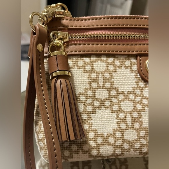 Spartina 449 Garden House Tassel Wristlet, Leather and Canvas, NWOT - Picture 6 of 11